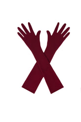 Modyis Red Velvet Opera Length Off Shoulder Long Evening Gloves