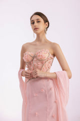 Gilmore Mermaid Semi-Heart Neck Organza Floor Length Dress