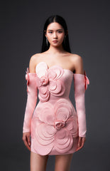 Amora A-line Cold Shoulder Sleeved Velvet Mini Dress