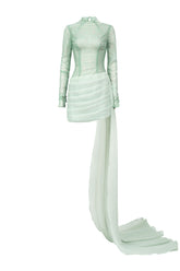 Loretta Bodycon Extended Flap Organza Maxi Dress