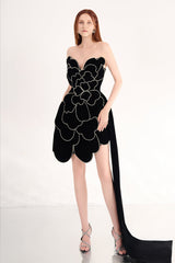 Piper Asymmetric Floral Velvet Maxi Dress