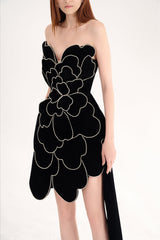 Piper Asymmetric Floral Velvet Maxi Dress