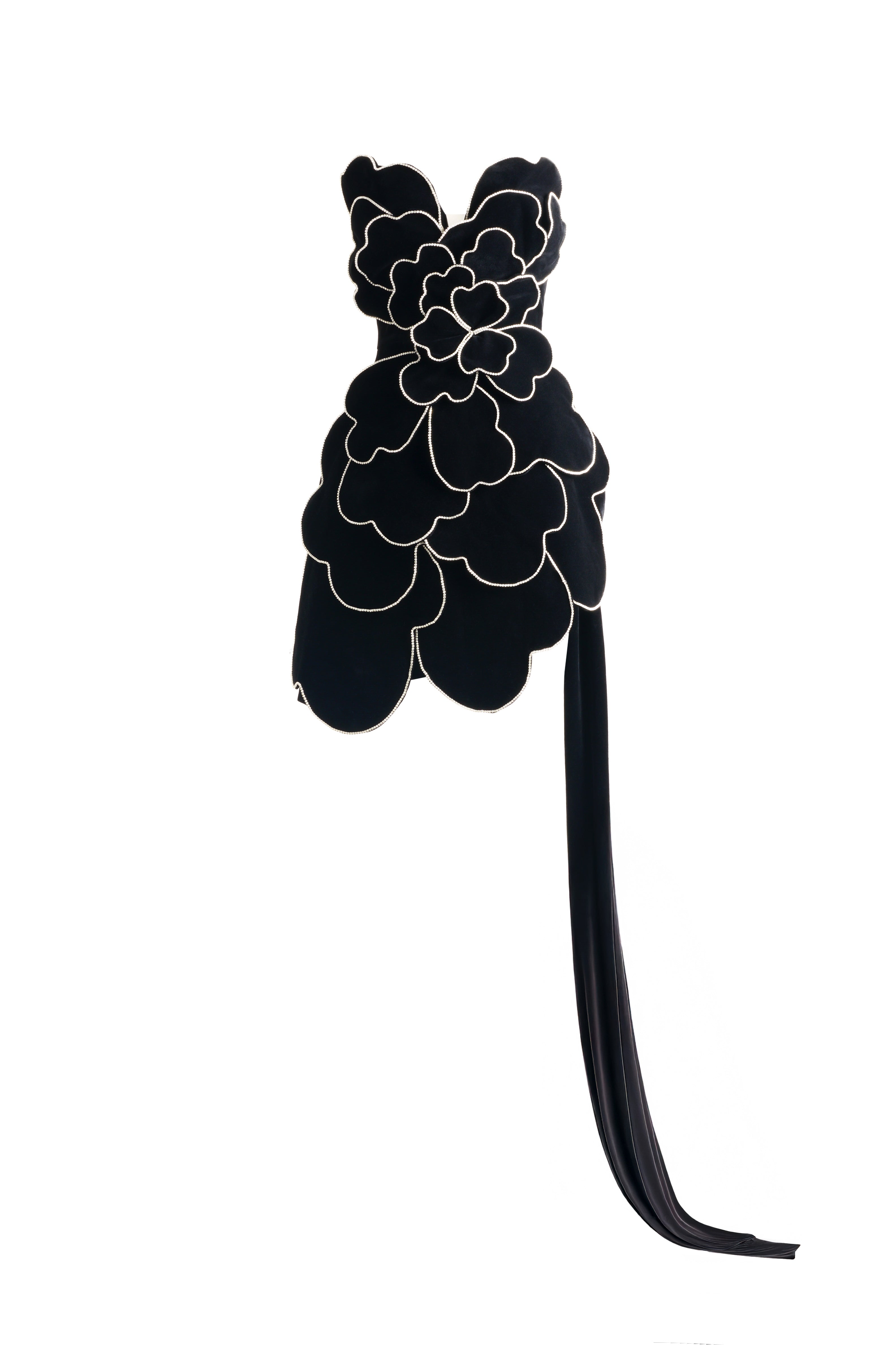 Piper Asymmetric Floral Velvet Maxi Dress