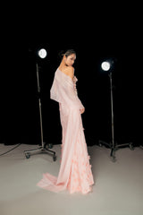 Gilmore Mermaid Semi-Heart Neck Organza Floor Length Dress