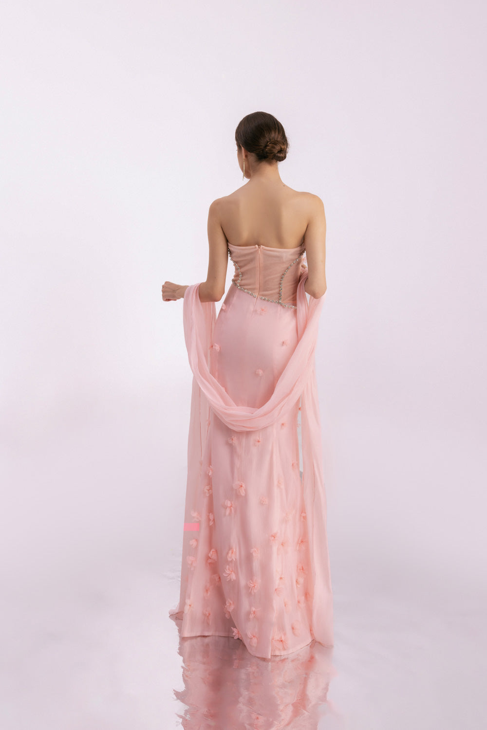 Gilmore Mermaid Semi-Heart Neck Organza Floor Length Dress