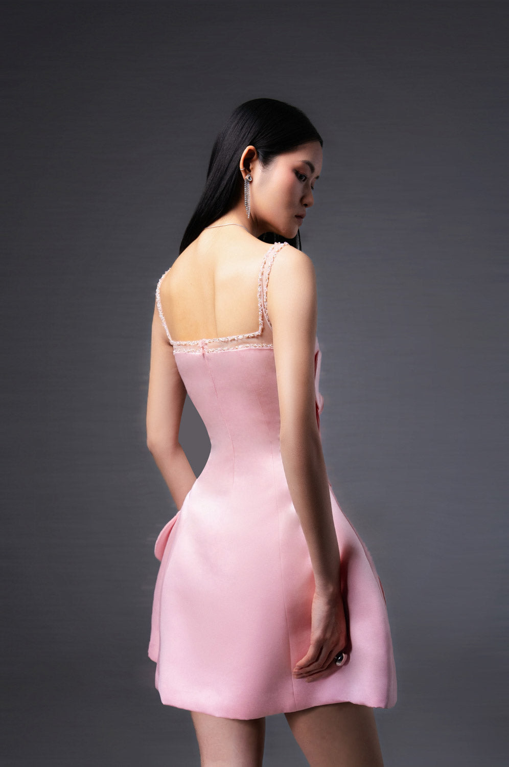 Anahi Fit and Flare Strappy Polyester Mini Dress