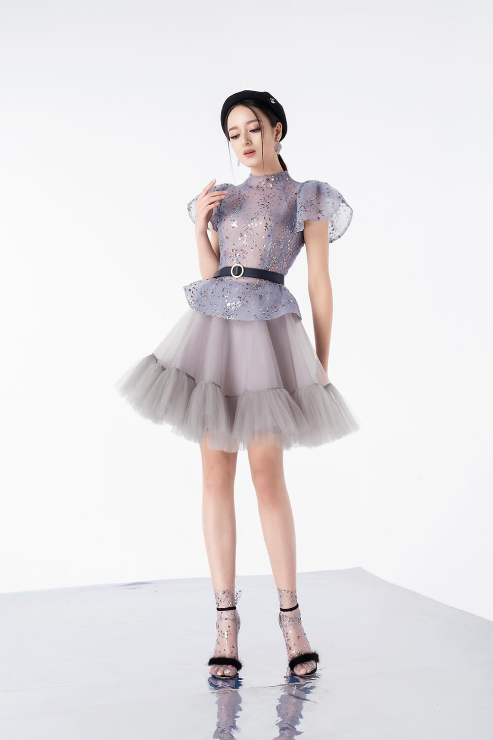 Modyis Crystal Star Sequin Sheer Tulle Ankle Evening Socks