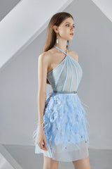 Marilyn A-line Short Sleeved Organza Mini Dress